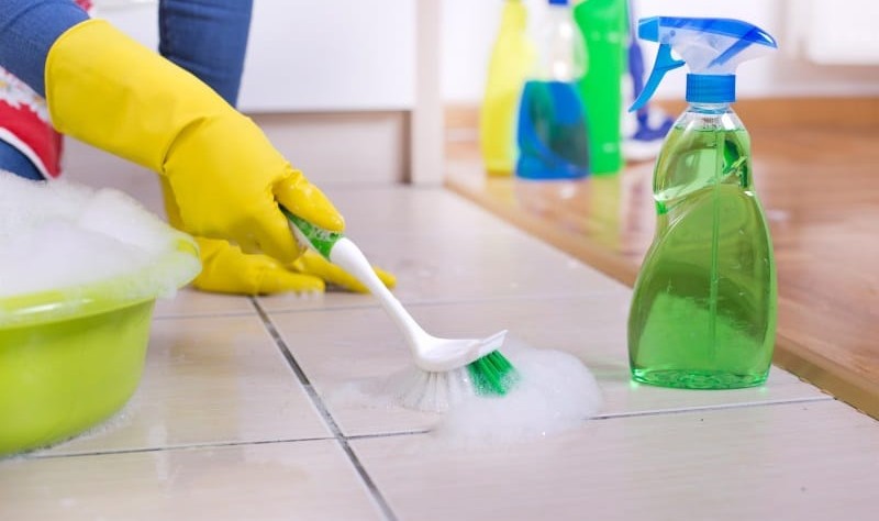 a woman holding a brush in hand