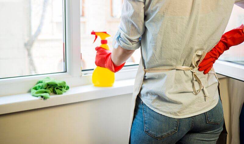 women with cleaning tools