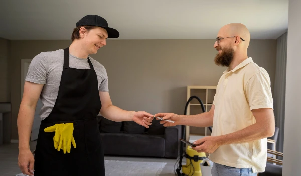 Man servant getting payed by owner