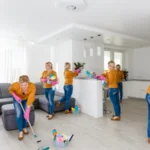 Young woman doing housework, cleaning